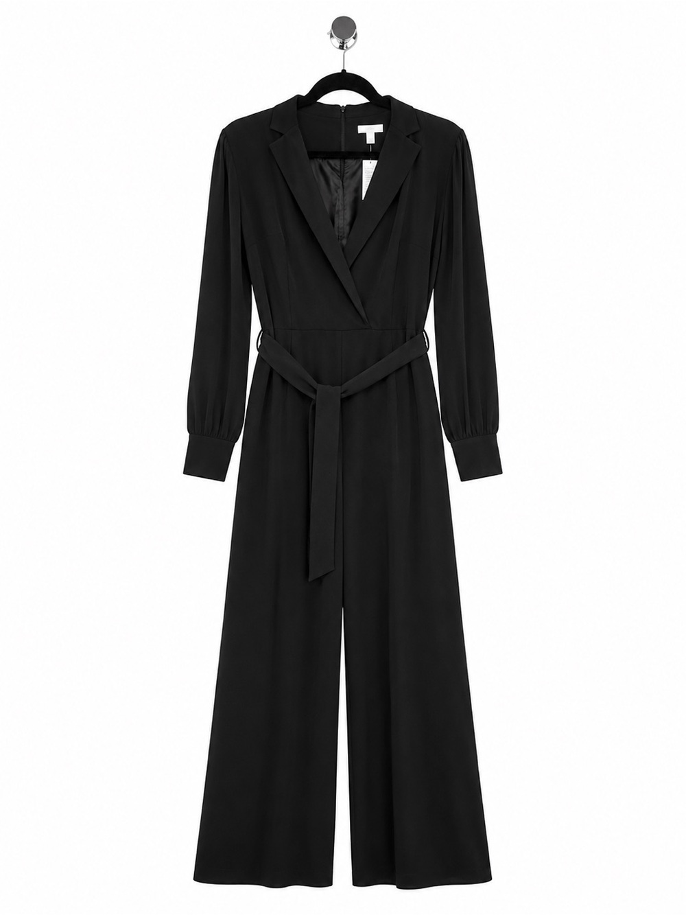 H&M Black Long-Sleeve Belted Jumpsuit